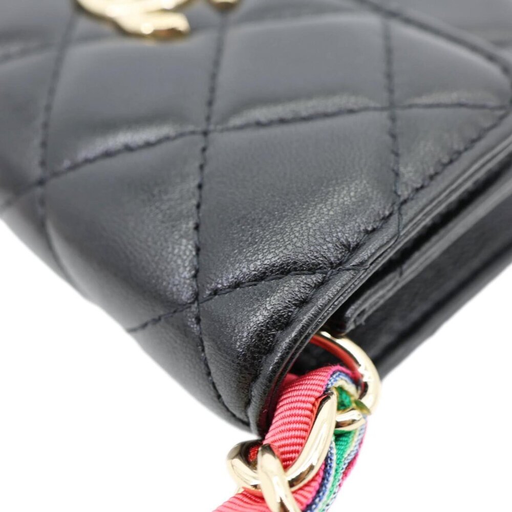 Chanel  Ribbon Flap Shiny Lambskin Quilted Leather Belt Bag Black - Picture 7 of 13